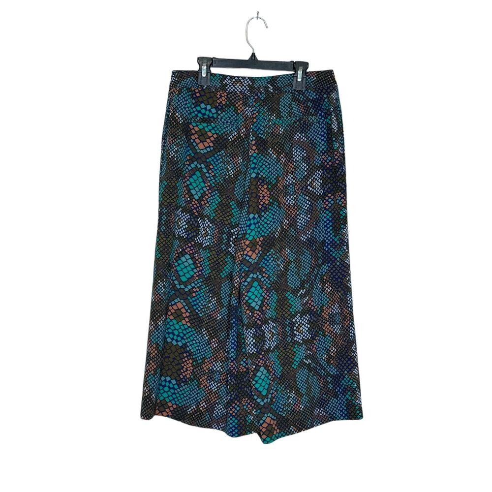 Anthropologie the essential blue green print culottes pants size 2 - Picture 2 of 9